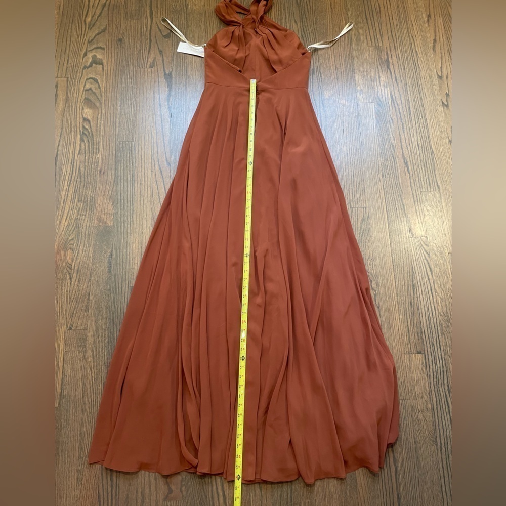 NEW Jenny Yoo "Halle" Halter Bridesmaid Dress in Terracotta Luxe Chifon size 6 - Picture 13 of 15